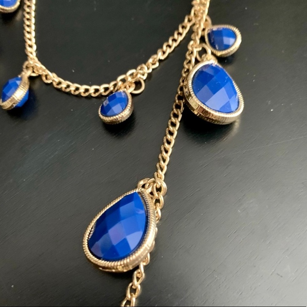 Layered, Blue Teardrop Necklace